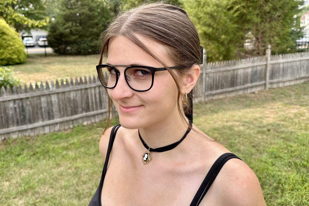 Gunnar Pismo Clear Pro Glasses being worn by a woman outdoors