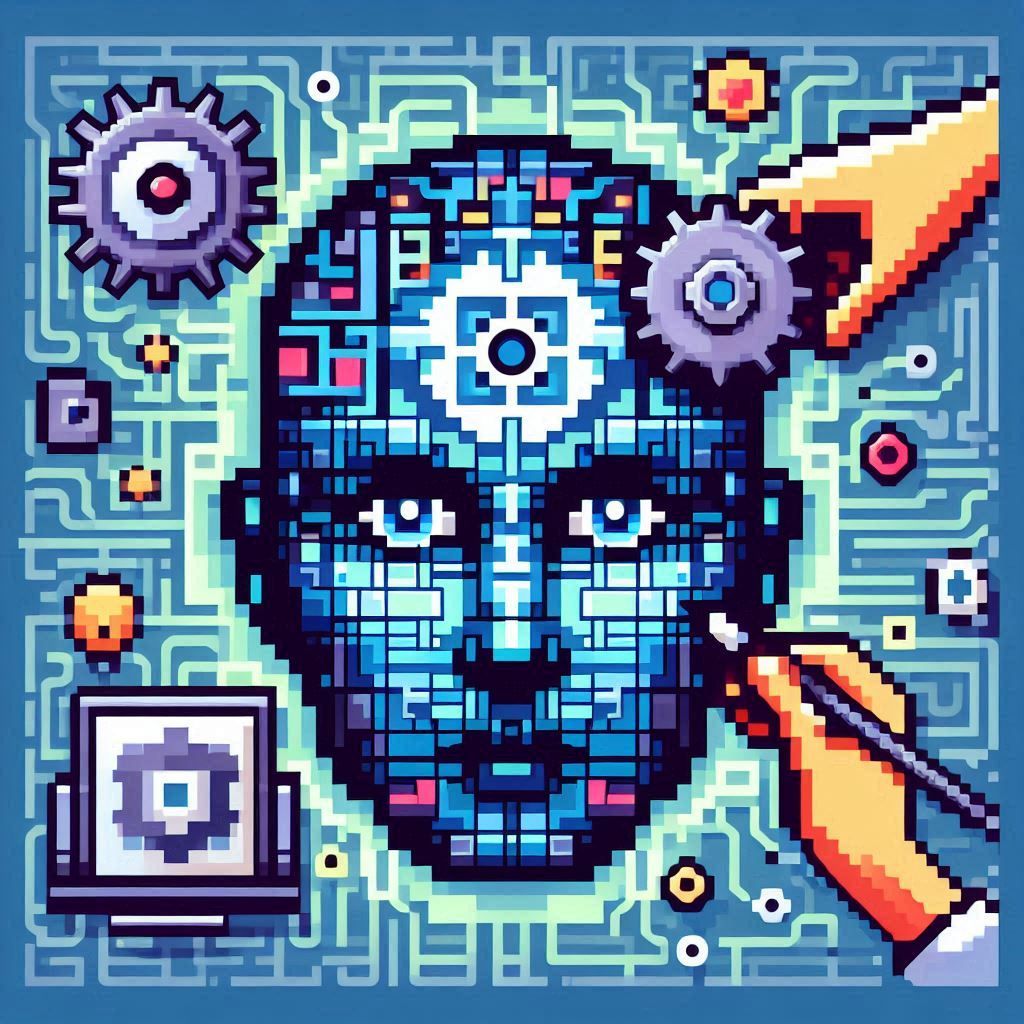 a representation of machine learning and artificial intelligence in pixel style