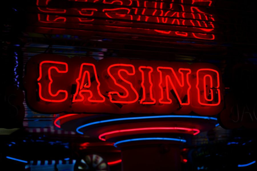 red Casino neon sign turned on