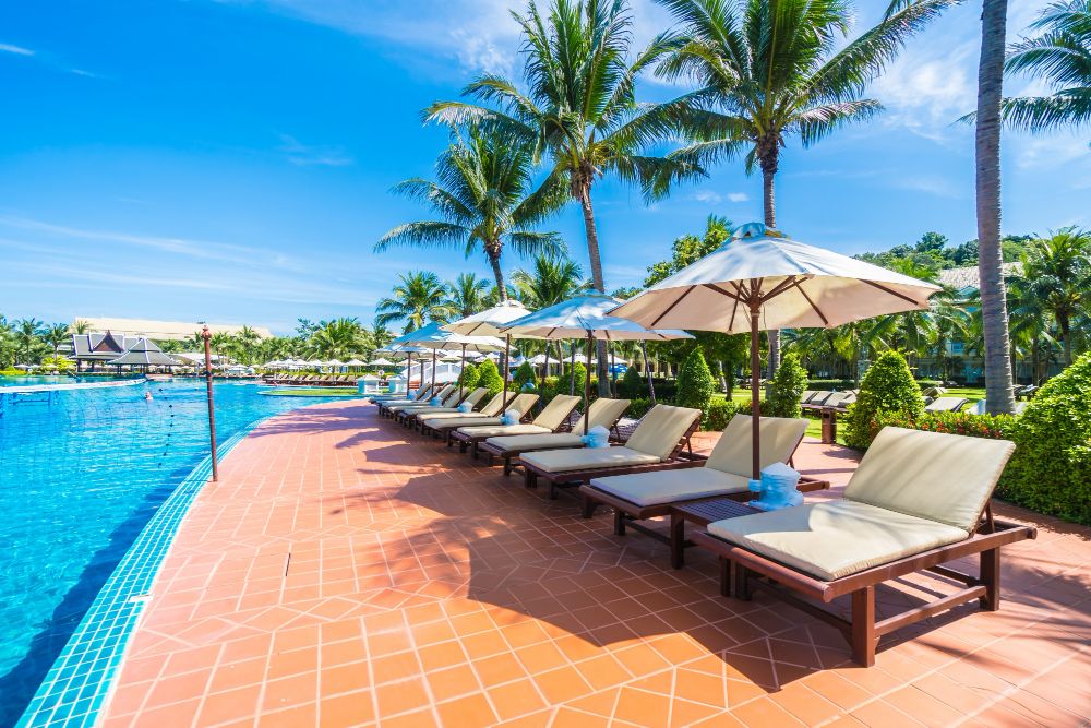 Pool with a hammock area