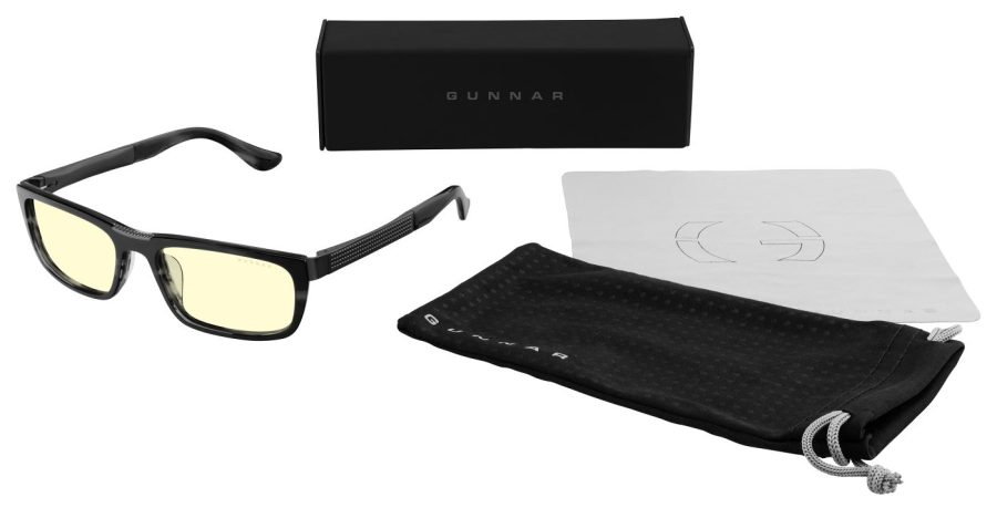 GUNNAR Tahoe Slate frames with Mineral Glass lenses (Amber) and contents.