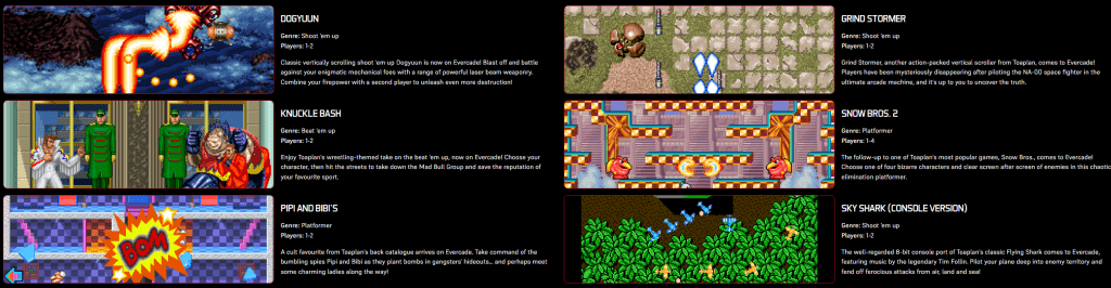 Toaplan Arcade 4 - Evercade - Six Games