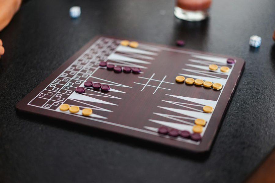 Backgammon board on table