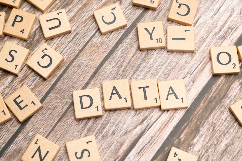 The word data written in scrabble letters
