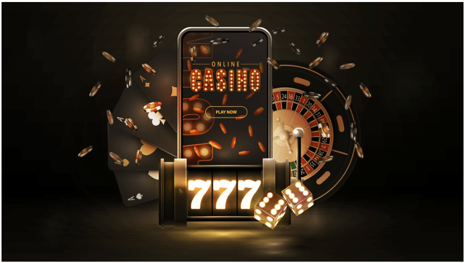 Smartphone Casino and Casino Elements in Background