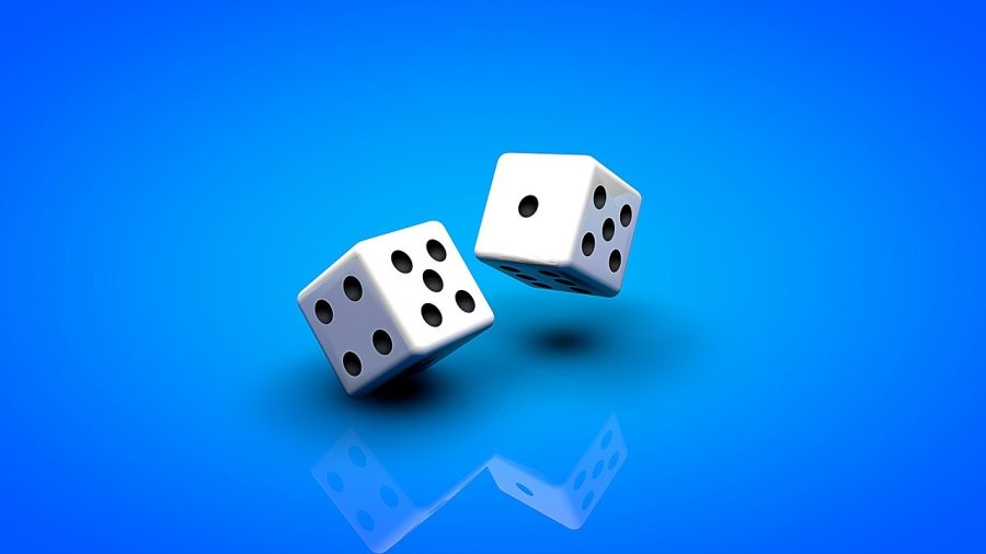 dice on blue background