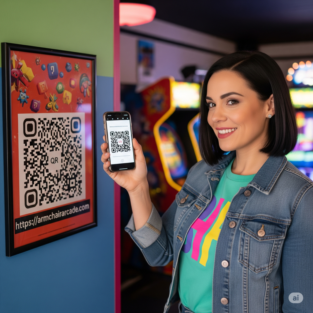 woman scanning QR code with her phone - Generated with AI