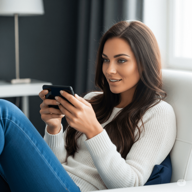 finnish woman enjoying her smartphone - Generated with AI