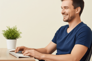 man playing online poker on his computer - Generated with AI