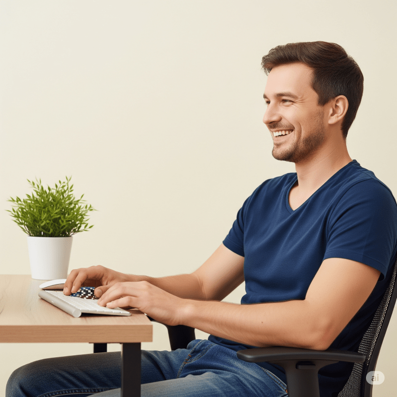 man playing online poker on his computer - Generated with AI