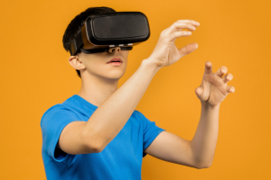 young man enjoying a VR headset