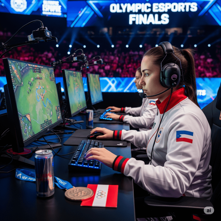 Olympic athlete competing in esports concept - Generated with AI