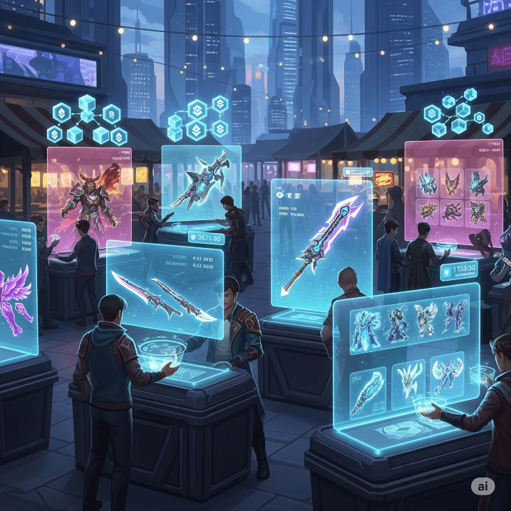 Blockchain gaming concept - Generated with AI