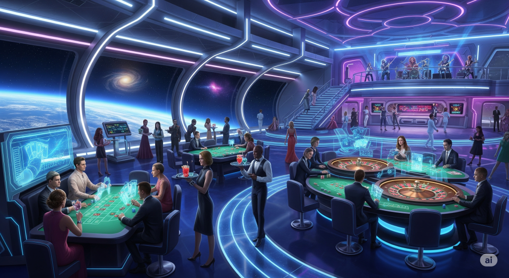 futuristic casino space station - Generated with AI