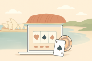 artwork of a laptop with casino imagery in australia