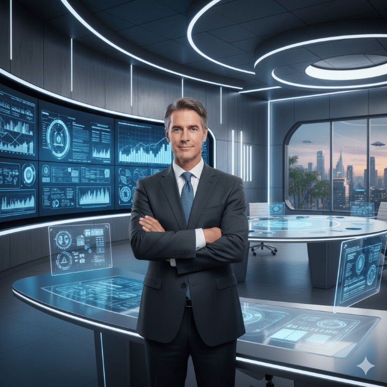 male lawyer in a hi-tech office