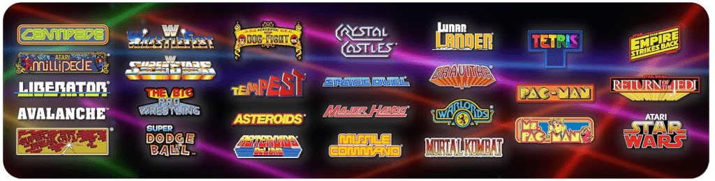 Basic Fun! Arcade Classics marquee collage.