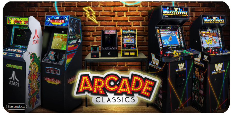 Basic Fun! Arcade Classics series machine montage.