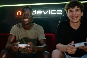 Two men playing video games