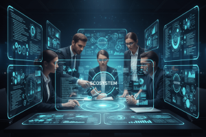 platform efficiency and innovation concept with business and tech people - Generated with AI