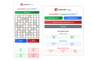 Armchair Easy Sudoku and Armchair Typing Invaders