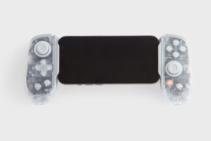 Kith x Backbone Pro controller with smartphone inserted.