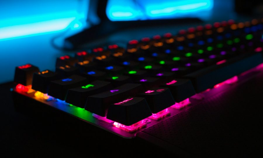 black keyboard with colorful RGB lighting