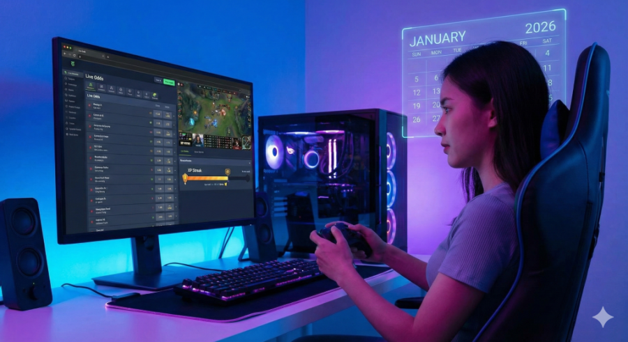 woman sports betting on a PC