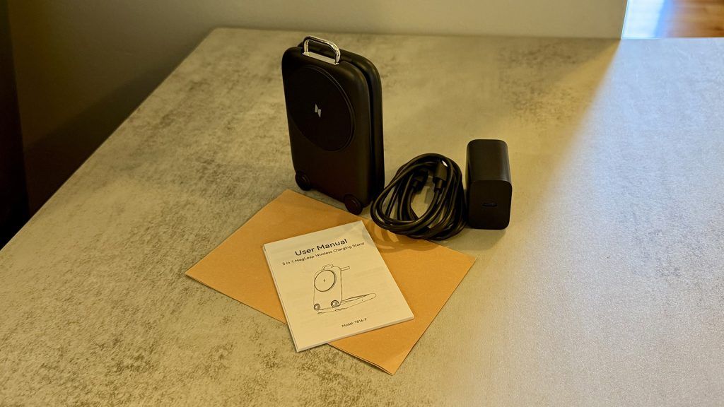 Mukiya PaktVault MagLeap Wireless Charging Stand package contents.