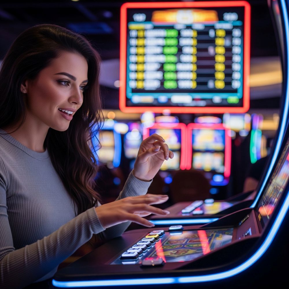 woman playing live slots