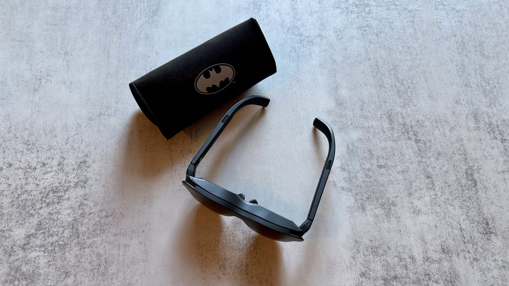 RayNeo Air 4 Pro AR glasses with Batman case.