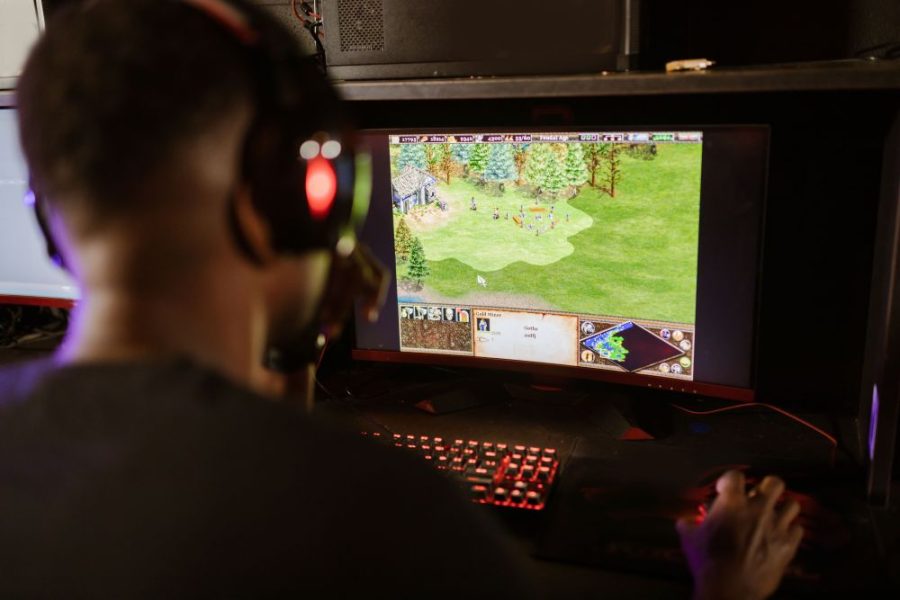 Man gaming on a PC.