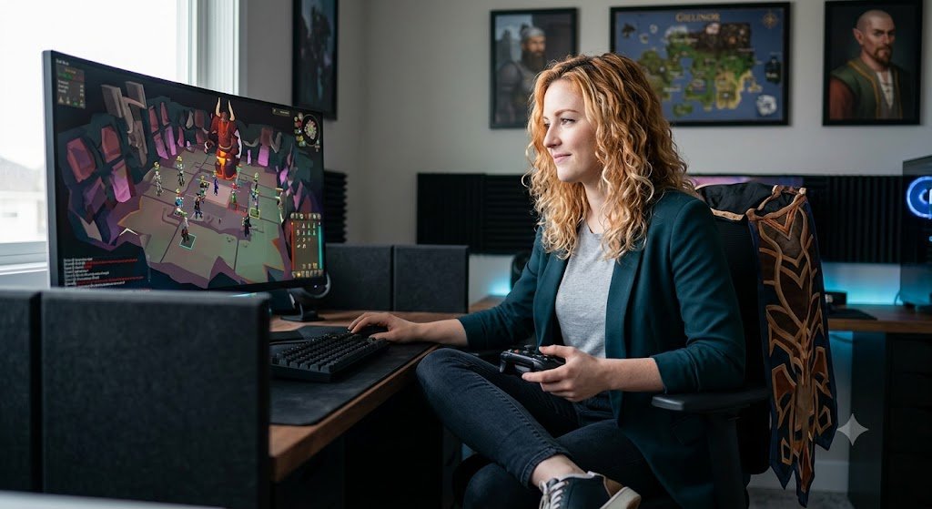 A determined gamer analyzes complex patterns and executes precise moves on screen to conquer Old School RuneScape's toughest challenges.